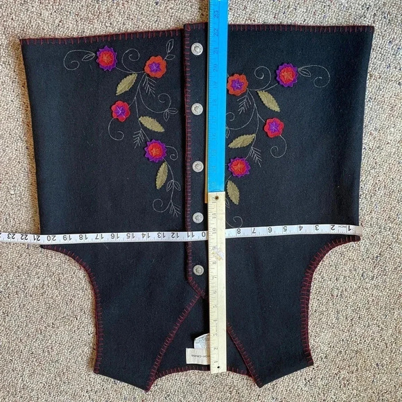 Vintage Lemon Grass Wool Nylon Blend Floral Embroidery Vest Women Size M - Picture 3 of 7